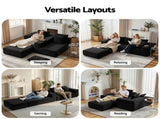 Artiss Modular Bed with Ottoman Sectional Boneless Couches for Living Room Corduroy Compressed SBED-K-CDY-5S-BK-ABC