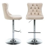 SERENIT Ivory Velvet Bar Stools Adjustable Swivel Counter Height Chairs with Tufted Back and V255-GP2211R-IVORY