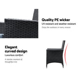 Gardeon Outdoor Dining Set 7 Piece Wicker Lounge Setting Black FF-DINING-7CLS-BK-ABC