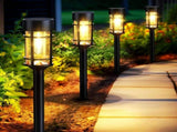 Solar Pathway Lights, 8 Pack LED Solar Lights Outdoor Waterproof, Glass Metal Garden Lighting for V1079-WARMLIGHT01