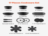 17 Piece Pots and Pans Set, Granite Nonstick Detachable Handle Cookware, Space Saving Induction V952-LGTZLGKCSB6GQBCKJV0