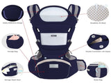 6-in-1 Adjustable Baby Carrier with Hip Seat 11.815.7in Adjustable Height, Breathable Mesh & V1107-CS-YEBDYDL