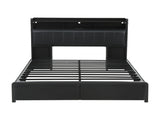 Artiss Double Bed Frame with Storage Headboard, 2 Drawers, Charging Station LED Light BFRAME-J-MAXWELL-D-BK-AB