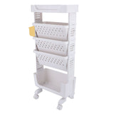 Rolling Book Cart 5 Tier PP Multi Functional Movable Storage Book Rack Utility Organizer Bookshelf V1294-YM0901-3117250131312