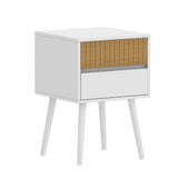 Oslo Bedside Table with 2 Drawer in White & Natural V369-203707-WHITE