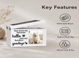PLockable Wooden Pet Urn with Photo Frame for Dog Cat Ashes White Handcrafted Wood Cremation V1107-136-05155-WHT-1PACK