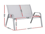 Gardeon Garden Bench Seat Steel Outdoor Patio Park Lounge Backyard Chair Grey GB-STA-BENCH-GE