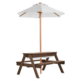 Picnic Table Wooden Tables and Bench Set Umbrella Garden Indoor Outdoor V952-2DFZ29FTKZDMPDRJRV0