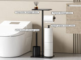 3-in-1 Freestanding Toilet Holder - Thick Carbon Steel with Matte Black Finish, Storage Top, V888-ELOSUNG39393