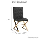 2X Dining Chair Stainless Gold Frame & Seat Black PU Leather V43-DC-DSY