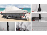 Seamanship Boat Cover 19-21ft Trailerable Jumbo Marine Grade Heavy Duty Grey TJBC-1921-GR