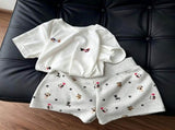 Allover Puppy Print Set Size XL Plus Size Full Print Pajama Set Christmas Fun Roomy Gift Loose V1221-XM-LB7453-GM190