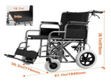 Wheelchair Steel Transport Chair Foldable Wheelchair 24-In W Seat 300lbs V952-FWYSLYTGHX24GCRZ7V0