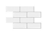 Artiss 3D Peel and Stick Wall Tiles Self Adhesive Subway Backsplash 10 Sheets, White PST-200-WH