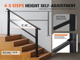 Outdoor Handrails for Steps, 4-5 Step Stair Rail Kit, Black Square Tube with Horizontal Bar, Carbon V952-FGDHGZLSLZFSY0FVPV0