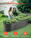 Metal Raised Garden Bed, 8 x 2 x 2 ft Outdoor Galvanized Box, with Open Bottom, Large Oval V952-JSYHZZCTYXSH1MOSLV0