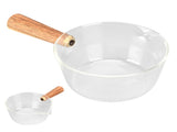 Glass Milk Pot with Wooden Handle V Shaped Spout Noodles Saucepan Home Kitchen Cookware V1294-YM0714-3118210298911