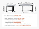 Nesting Coffee Table Set of 2, 600 mm Round Coffee Table, Glass Nesting Tables for Small Place, V952-QTZTBYXKJTT2PVR8P001V0