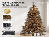 Christabelle 2.3m 7.5ft Midnight Snow Christmas Tree Pre Lit Warm White LED Black Foliage Flock 112_HZMS75