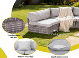 Gardeon 6 Seater Outdoor Sofa Set 9PCS Table Chair Set Garden Rattan Patio Furniture ODF-SOFA-9PC-RTA-GE