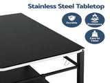 Weisshorn BBQ Camp Party Table, Garden Backyard Outdoor Cart Stainless Steel Prep Table Mobile XFEL-TABLE-2SHE-BK