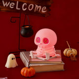 Adorable Mini Skull Night Light, Cute Halloween Decor with Squishy Silicone Body, Tap-Controlled RGB V1341-ZY-52DU9A9N-WARMLIGHT