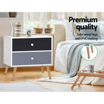 Artiss Bedside Table 2 Drawers - BONDS White FURNI-E-SCAN-BS03-WHBK