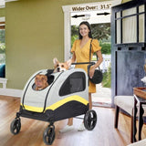 Dog Stroller w/ Divider, Foldable Pet Cart V178-66839