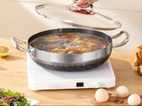 30cm Stainless Steel Non-Stick Frying Pan with Glass Lid Silver V1142-LP1005007016082902