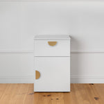 PORTO BEDSIDE TABLE - WHITE - SLIM - HALF MOON BRASS V164-ECS13WTB04G