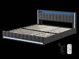 Levede King Bed Frame Fabric Storage Drawer LED USB BF1068-K