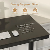 Electric Standing Desk with Drawer, One-Piece Glass Desktop, Black, 120x60cm V178-59303