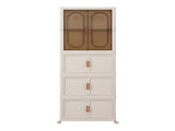 Artiss Foldable Storage Cabinet Stackable Box Wardrobe Clear Magnetic Door White SC-1W3B-6539-WH