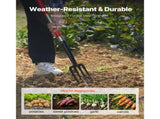 4 Tines Garden Fork Fiberglass Handle 45 in Spading Pitchfork Heavy Duty V952-HYCWJCGC4C1JX8KB8001V0