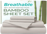 4 Piece Ultra Soft Bamboo Breathable Sheet Set -Hotel 2000TC Breathable Bed Sheets Set with 37 V1317-BAMBOO-AUQ-4JT-SILVER-GREY