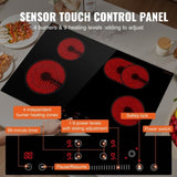VEVOR Built-in Electric Cooktop Radiant Ceramic Cooktop 4 Burners 30.3x20.5 inch V952-QRSDTL7200WHNLGYEV3