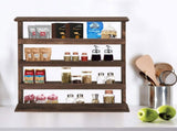 4 Tiers Rustic Wood Spice Rack Organizer Wall Mounted Kitchen Shelves Space Save V767-JJ-ZZ116
