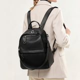 Lychee-grain leather backpack wear-resistant, large capacity, casual travel & commute, multiple V1232-SJB-ZP-001