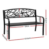 Gardeon Outdoor Bench Seat Garden Steel Outdoor Furniture 3 Seater Park Black GB-STEEL-XG220-BK