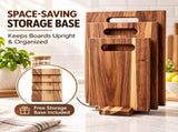 3Pcs Wooden Cutting Board Set with Storage Stand, Chopping Boards for Kitchen Food Preparation V1181-KD005