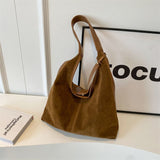 Leather Hobo Bags for Women Brown Suede Purse Slouchy Tote Bag Suede Tote Bag Fall Winter V1107-LEATHER HOBO BAGS-BROWN