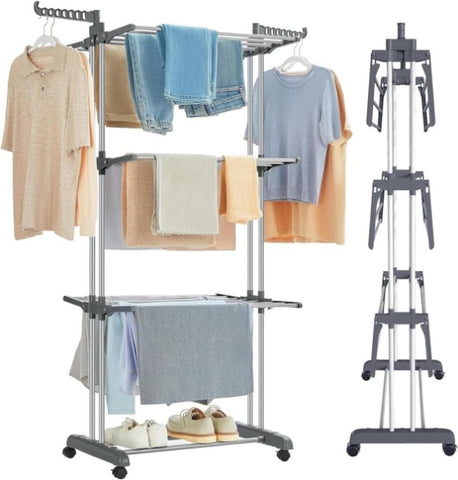 CARLA HOME Folding Drying Rack with Wheels and Adjustable Side Wings for Laundry Rack and V178-36216