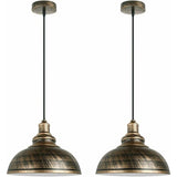 2 Pack Industrial Vintage E27 Pendant Light Copper Rust Ceiling Lamp Shade, 29cm Diameter V1237-ZY-522-0027