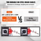 Drain Cleaner Machine 120FT x 5/8In 370W Sectional Snake Auger Manual Feed V952-XXFDGDSTJ370AYKE2V3