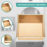 336 x 336 x 101mm Shower Niche Single Shelf Organizer No Tile Needed in Gold V63-905651