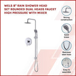 WELS 8" Rain Shower Head Set Rounded Dual Heads Faucet High Pressure With Mixer V63-827991