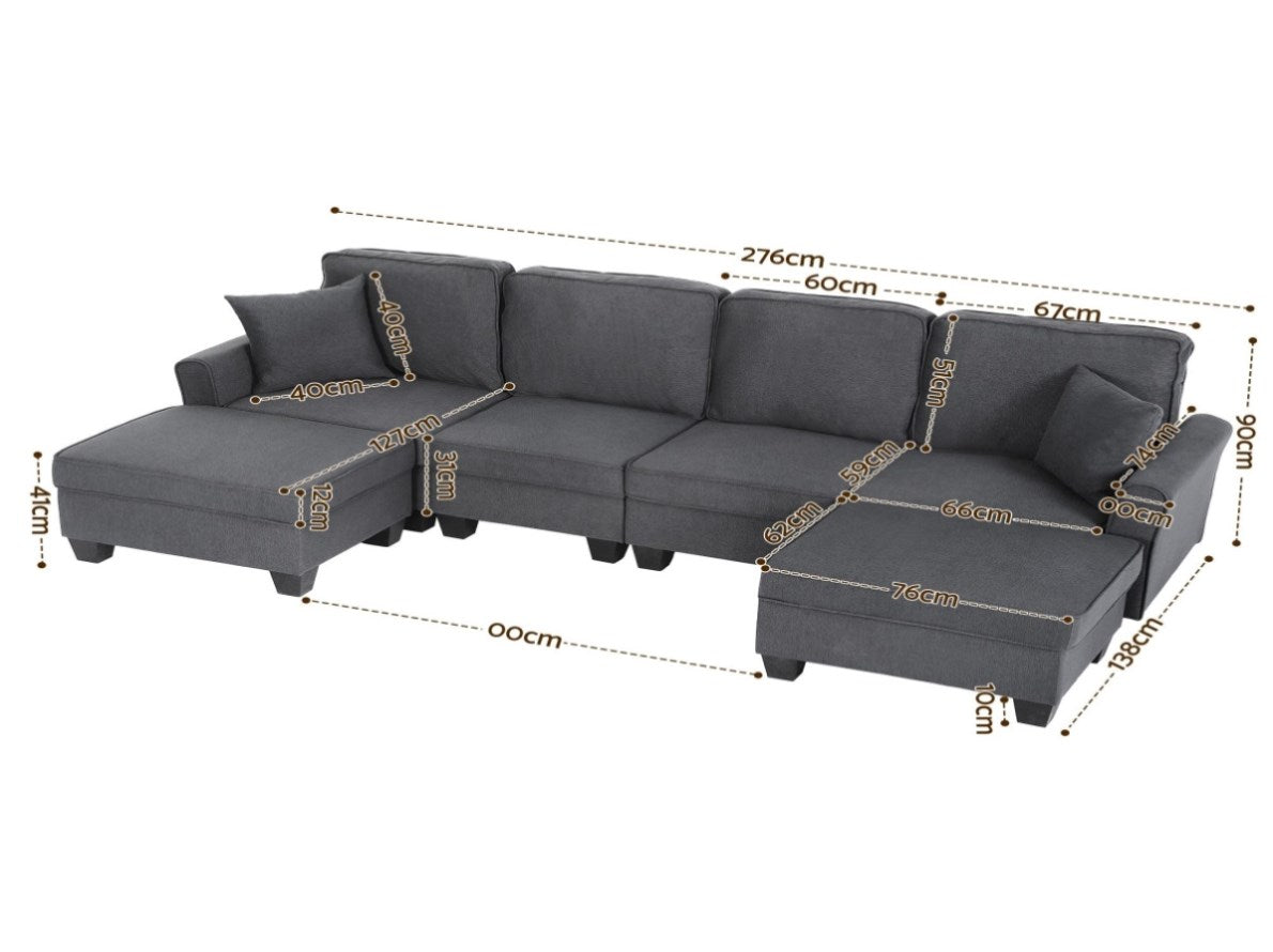 Artiss Modular Sectional U Shaped Storage Sofa Couches for Living Room ...