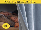Stone Blue Vintage Linen 100% Blackout Curtains for Living Room,Thermal Insulated Curtains 63" V1258-DP02-C-1288