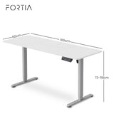 FORTIA Sit to Stand Standing Desk, 160x60cm, 72-118cm Electric Height Adjustable, White V219-ADKSSTFO6WTSB