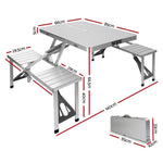 Weisshorn Folding Camping Table Outdoor Picnic BBQ With 2 Bench Chairs Set CAMP-B-T-MDF-85